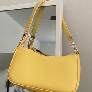 yellow baguette shoulder bag